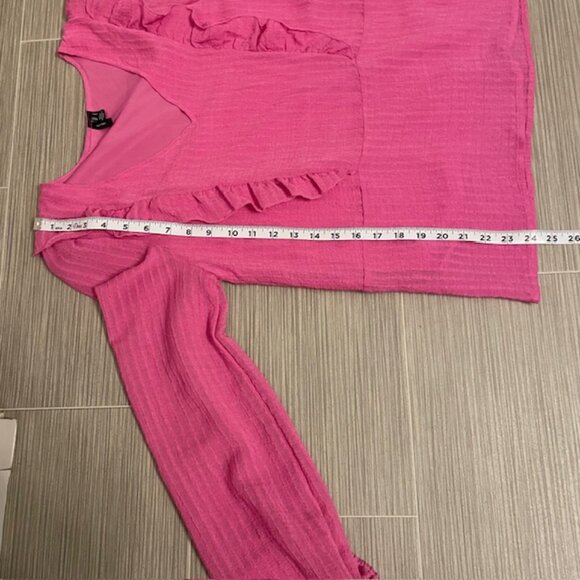 NWOT Vero Moda Pink V-Neck Frill Ruffle Long Sleeve Blouse Top Size Small - Picture 14 of 14